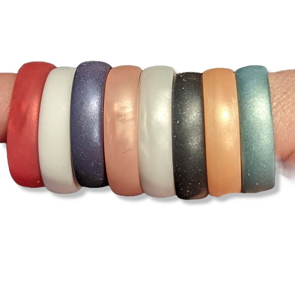 8 Egnaro Women Breathable Inner Arc Silicone Wedding Ring Wedding Bands Size 9